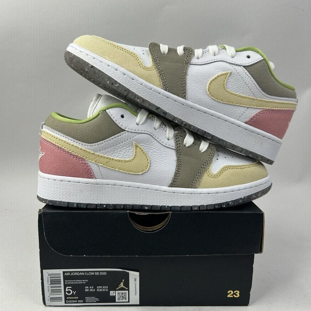 Nike Shoes Air Jordan 1 Low SE GS "Pastel/Vivid Green” 2024 - Picture 1 of 5
